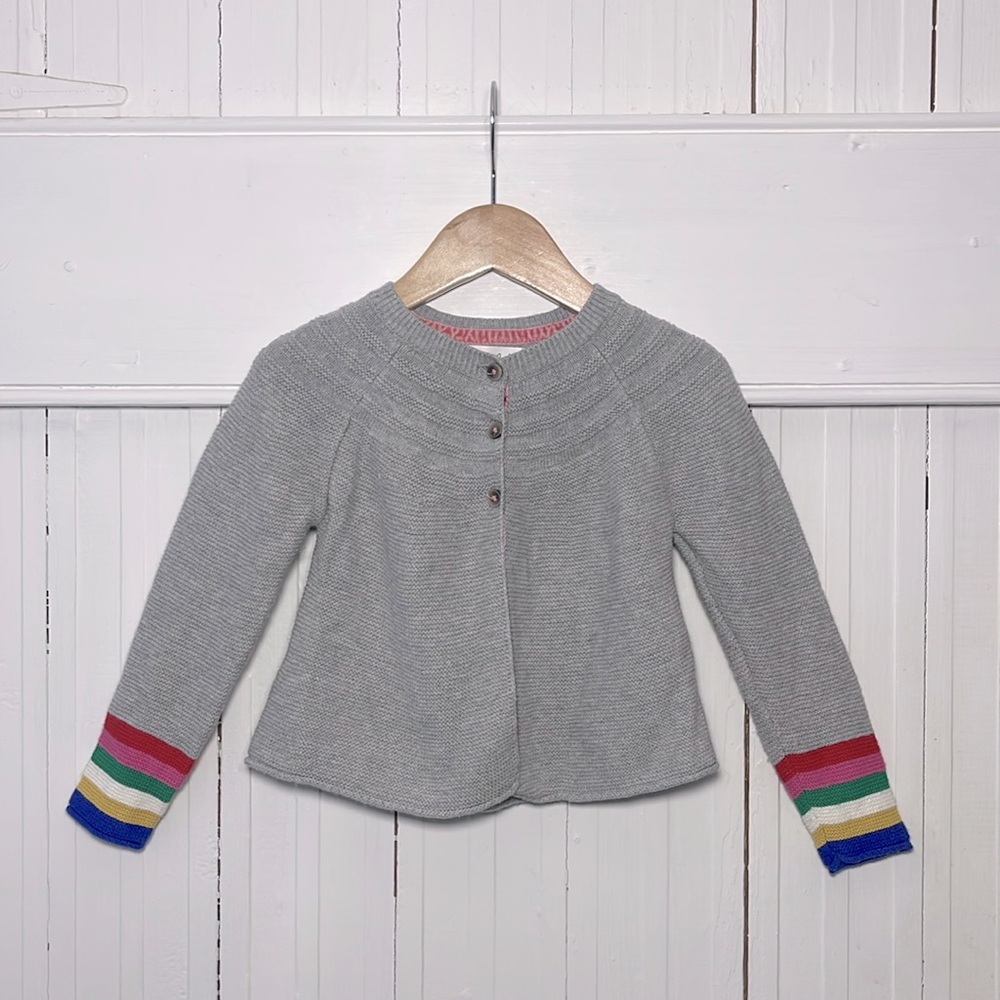 MINI BODEN EUC Knit Rainbow Button Cardigan